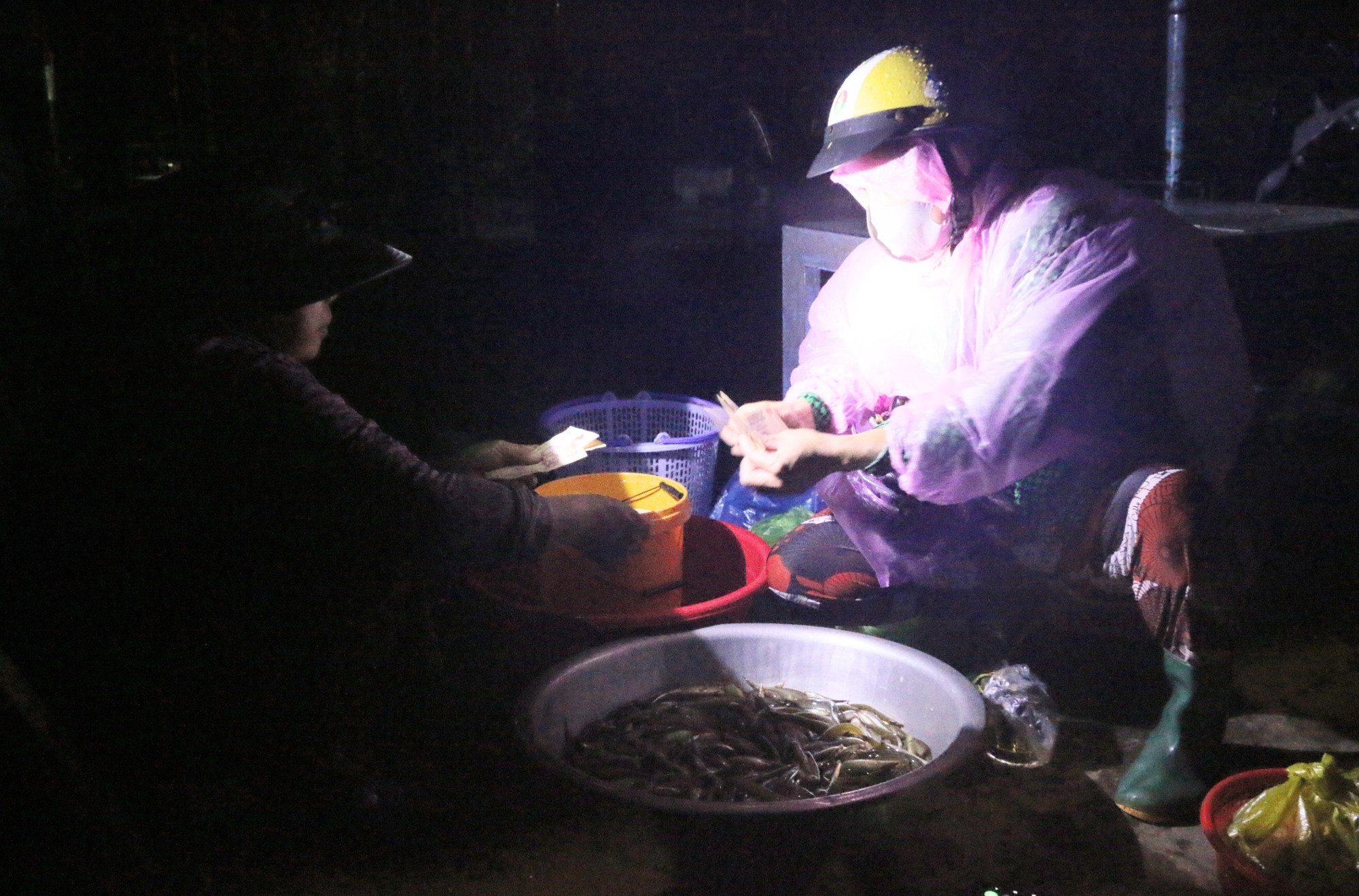 Cảnh mua bán cá đồng mùa lũ ở &quot;chợ ma&quot; Tha La, thuộc phường Vĩnh Tế, tỉnh An Giang.