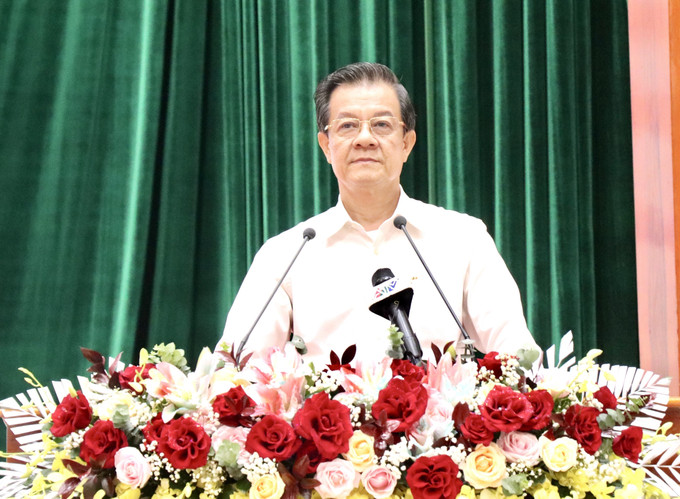 Ông Lê Hồng Quang, Ủy viên Trung ương Đảng, Bí thư Tỉnh ủy An Giang, phát biểu tại Hội nghị. an-giang-25625-12.jpg