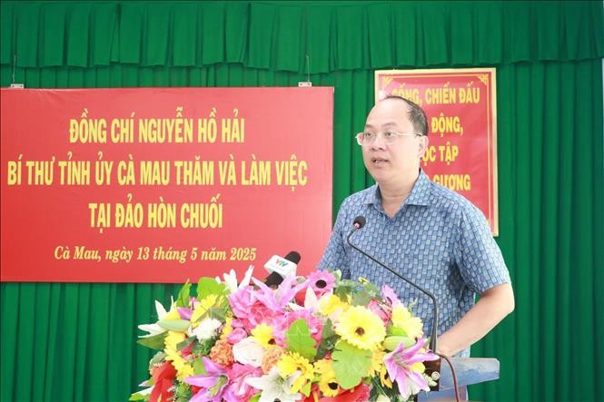 Bí thư Tỉnh uỷ Cà Mau Nguyễn Hồ Hải phát biểu tại buổi làm việc. Bí thư Tỉnh uỷ Cà Mau Nguyễn Hồ Hải phát biểu tại buổi làm việc.
