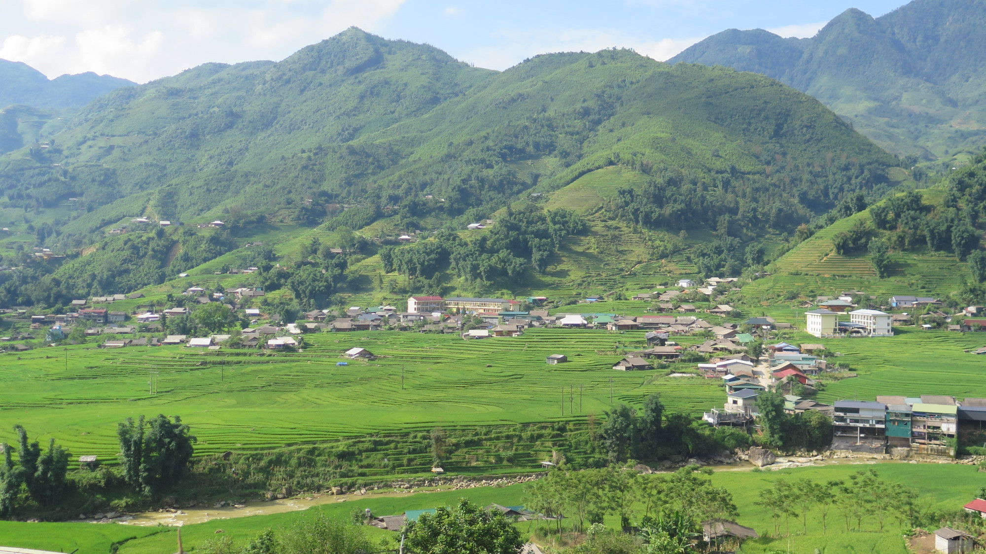 Bản làng thanh bình giữa mùa lúa xanh ở Tả Van. Bản làng thanh bình giữa mùa lúa xanh ở Tả Van.