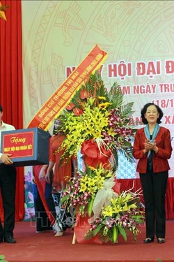 Trưởng ban dân vận Trung ương Trương Thị Mai dự Ngày hội đại đoàn kết toàn dân tộc tại Bắc Giang