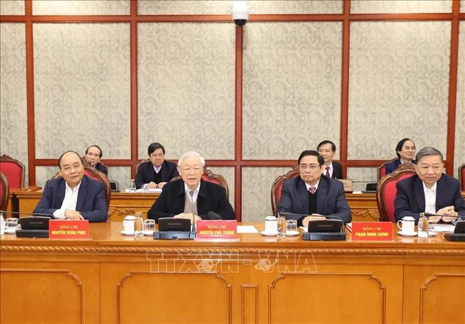 Tổng Bí thư, Chủ tịch nước Nguyễn Phú Trọng phát biểu kết luận phiên họp. Ảnh: Trí Dũng - TTXVN