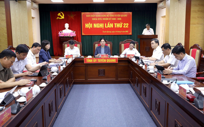 Quang cảnh Hội nghị. Ảnh: Quang Cường - TTXVN potal-hoi-nghi-ban-chap-hanh-dang-bo-tinh-tuyen-quang-lan-thu-22-7971313.jpg