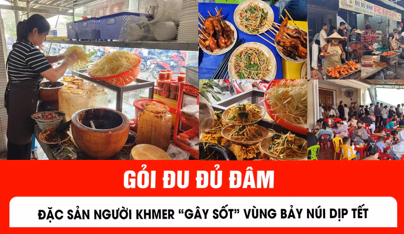 Đầu Xuân chen chân ăn gỏi đu đủ đâm trứ danh của người Khmer Tri Tôn, An Giang.