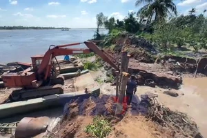 Khắc phục kịp thời sạt lở cồn Thanh Long