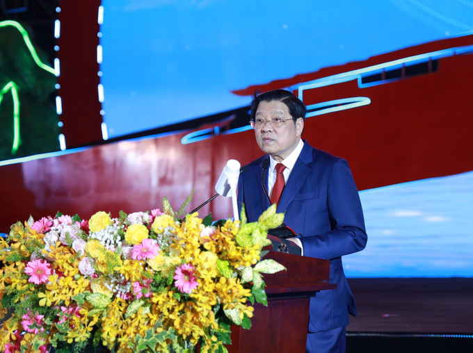 Đồng chí Phan Đình Trạc, Ủy viên Bộ Chính trị, Bí thư Trung ương Đảng, Trưởng ban Nội chính Trung ương phát biểu. Ảnh: Xuân Triệu - TTXVN potal-le-ky-niem-50-nam-ngay-giai-phong-tinh-phu-yen-7948309.jpg