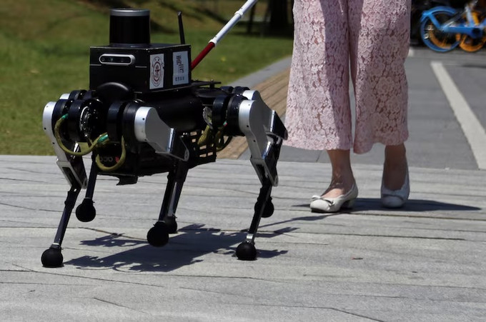 Chú chó robot dẫn đường được tích hợp công nghệ AI. Ảnh: Reuters robot-010724-1.jpg