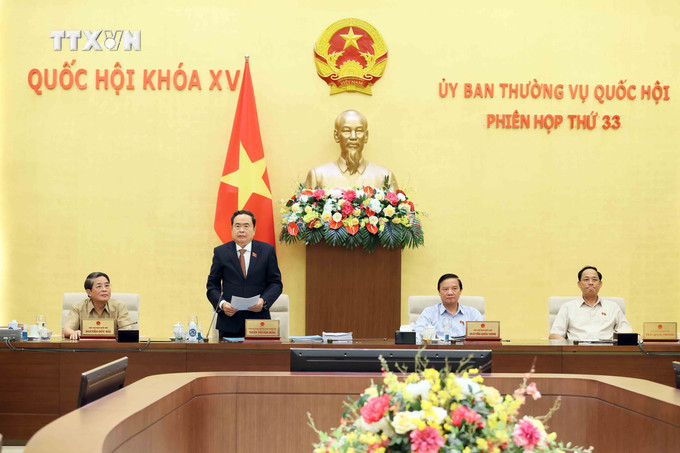 Phó Chủ tịch Thường trực Quốc hội Trần Thanh Mẫn phát biểu bế mạc Phiên họp thứ 33 của UBTV Quốc hội. Ảnh: An Đăng – TTXVN vna_potal_ubtv_quoc_hoi_cho_y_kien_ve_bao_cao_quyet_toan_ngan_sach_nha_nuoc_nam_2022_7377565.jpg