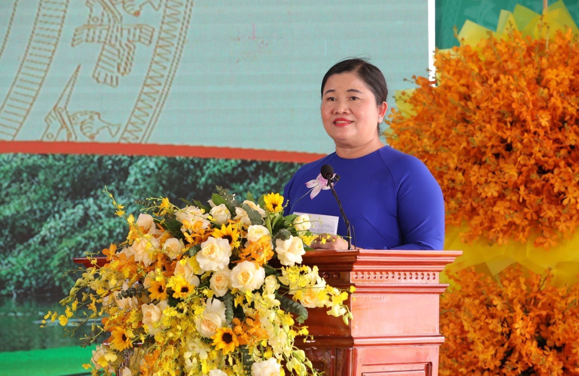 Chủ tịch UBND tỉnh Bình Phước Trần Tuệ Hiền phát biểu tại buổi lễ. Ảnh: Đậu Tất Thành/TTXVN binh-phuoc2-030625.jpg