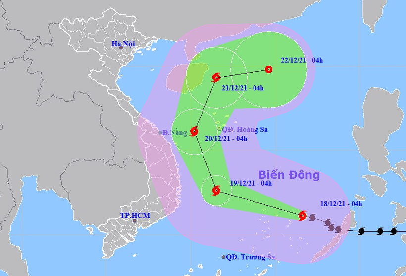 Bão số 9 di chuyển nhanh theo hướng Tây Tây Bắc, cách đảo Song Tử Tây 200km