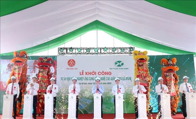 Khởi công Dự án ứng dụng nông nghiệp công nghệ cao Xuân Thiện - Cư M’gar. Ảnh: Tuấn Anh – TTXVN
