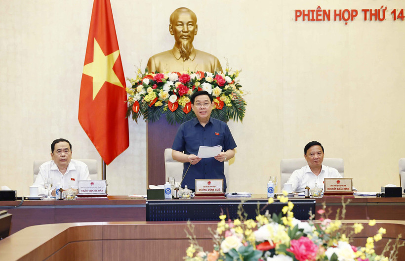 Chủ tịch Quốc hội Vương Đình Huệ phát biểu kết thúc Phiên họp. Ảnh: Doãn Tấn - TTXVN