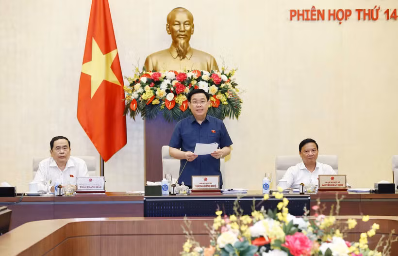 Chủ tịch Quốc hội Vương Đình Huệ phát biểu kết thúc Phiên họp. Ảnh: Doãn Tấn - TTXVN
