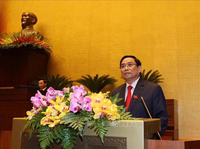 Thủ tướng Chính phủ Phạm Minh Chính phát biểu nhậm chức. Ảnh: Trí Dũng – TTXVN