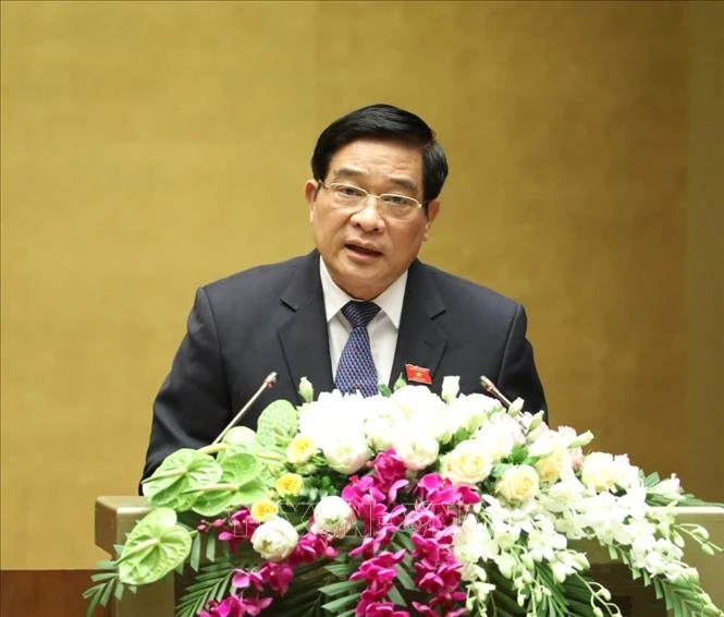 Chủ tịch Hội đồng Dân tộc của Quốc hội Hà Ngọc Chiến trình bày Báo cáo giải trình, tiếp thu, chỉnh lý dự thảo Nghị quyết phê duyệt chủ trương đầu tư Chương trình mục tiêu quốc gia phát triển kinh tế - xã hội vùng đồng bào dân tộc thiểu số và miền núi giai