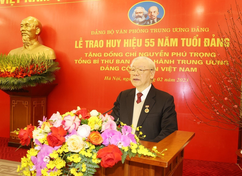 Phát biểu của Tổng Bí thư Nguyễn Phú Trọng tại Lễ nhận Huy hiệu 55 năm tuổi Đảng
