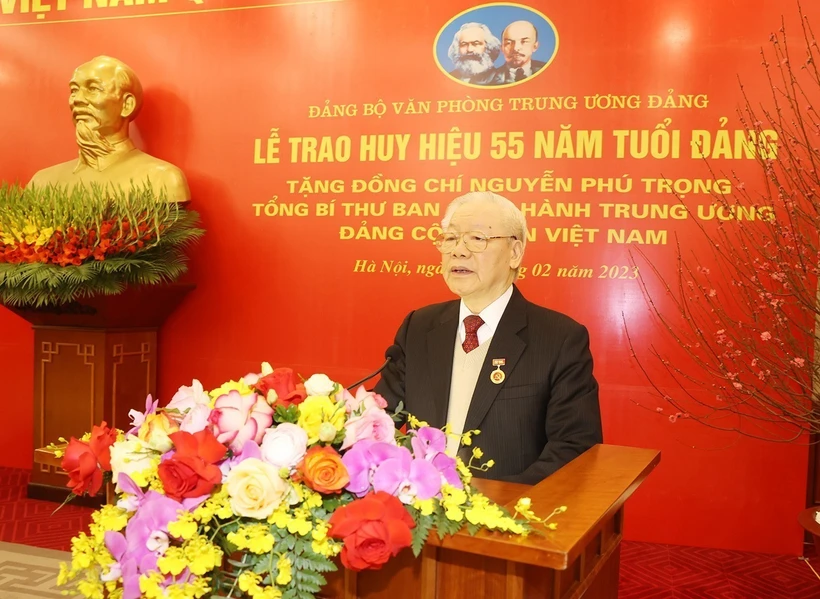 Phát biểu của Tổng Bí thư Nguyễn Phú Trọng tại Lễ nhận Huy hiệu 55 năm tuổi Đảng