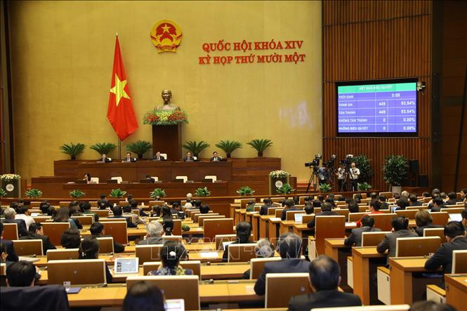 Quốc hội thông qua Nghị quyết phê chuẩn danh sách một số Phó Chủ tịch và một số Ủy viên Hội đồng bầu cử quốc gia. Ảnh: Văn Điệp - TTXVN