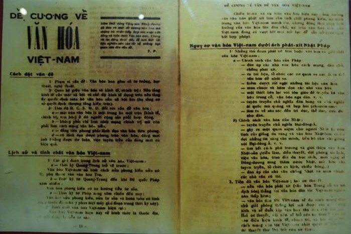Bản “Đề cương Văn hóa Việt Nam” do Tổng Bí thư Trường Chinh soạn thảo năm 1943. Ảnh: baotanglichsu.vn