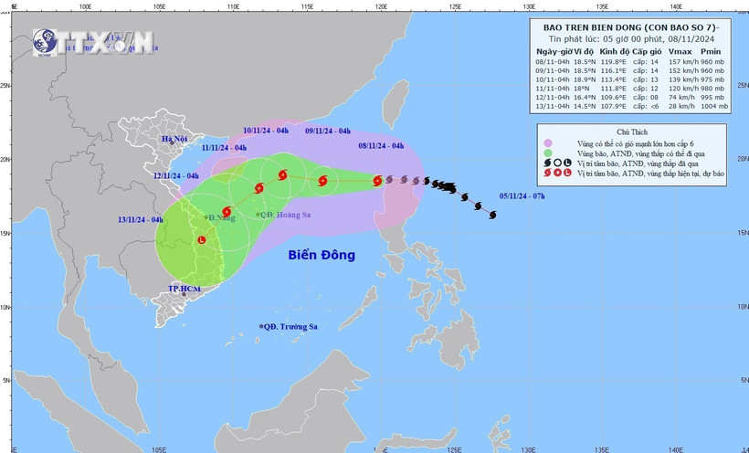 Bão YINXING trở thành bão số 7 của năm 2024