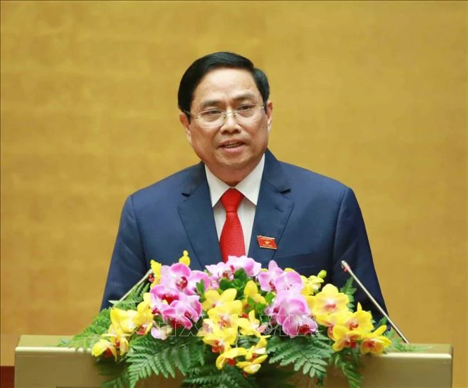 Thủ tướng Chính phủ Phạm Minh Chính phát biểu nhậm chức. Ảnh: Phương Hoa - TTXVN