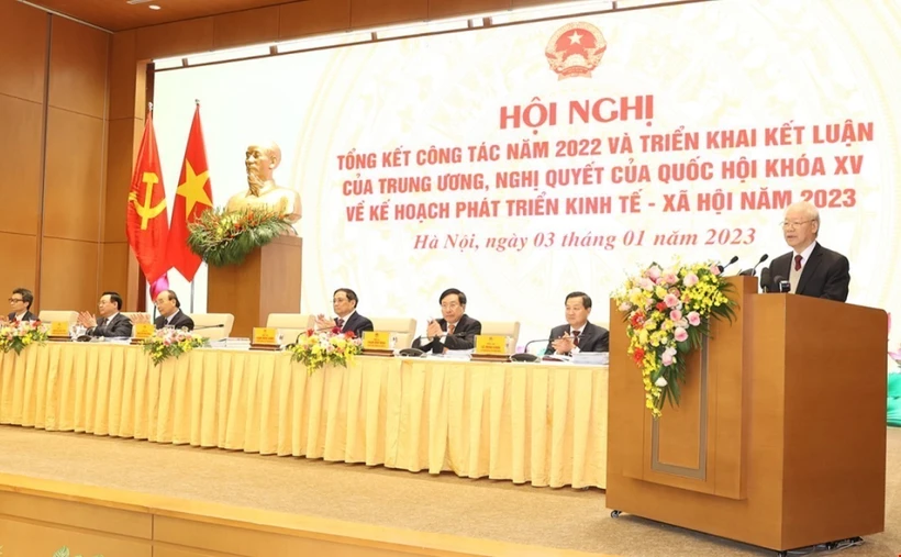 Tổng Bí thư Nguyễn Phú Trọng phát biểu chỉ đạo hội nghị. Ảnh: Trí Dũng –TTXVN