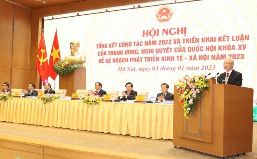 Tổng Bí thư Nguyễn Phú Trọng phát biểu chỉ đạo hội nghị. Ảnh: Trí Dũng –TTXVN