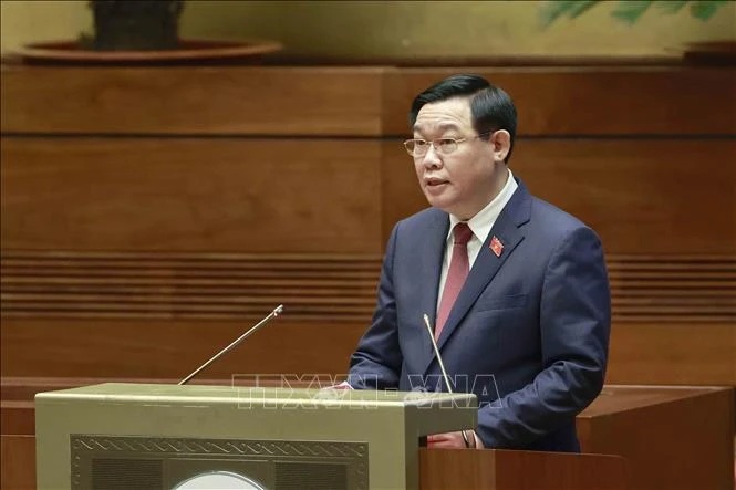 Chủ tịch Quốc hội Vương Đình Huệ phát biểu khai mạc. Ảnh: Thống Nhất - TTXVN