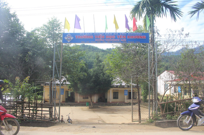 Hiện nay, toàn bộ học sinh Trường Tiểu học Yên Khương được di chuyển đến học tạm tại điểm lẻ thôn Mè. Ảnh: Nguyễn Nam/TTXVN