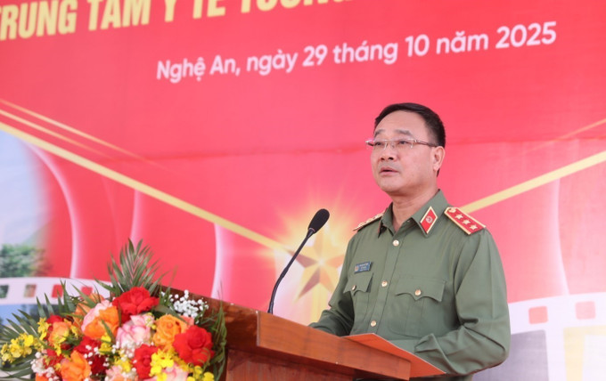 Thượng tướng Phạm Thế Tùng, Thứ trưởng Bộ Công an, phát biểu tại buổi lễ. Ảnh: Văn Tý/TTXVN trung-tam-y-te-tuong-duong.jpg