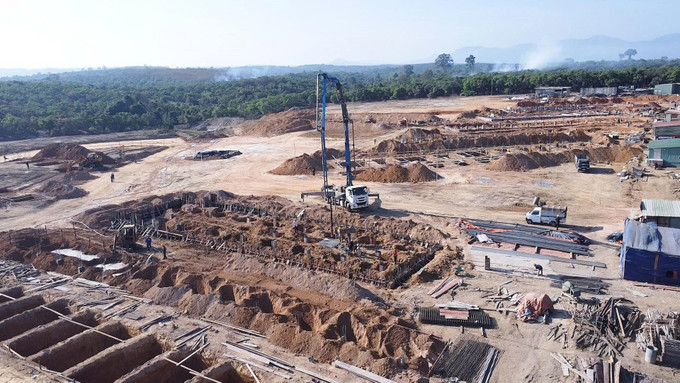 Toàn cảnh công trường thi công điểm trường xã Ia Púch, tỉnh Gia Lai.