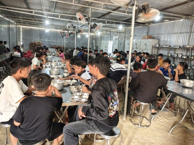 Nhà ăn bán trú tạm thời của học sinh Trường Phổ thông Dân tộc bán trú Trung học cơ sở Bắc Lý.