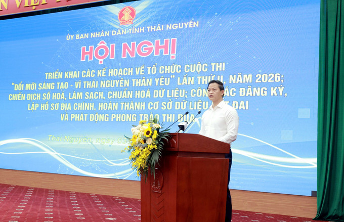 Ông Vương Quốc Tuấn, Chủ tịch UBND tỉnh Thái Nguyên phát biểu tại chương trình.