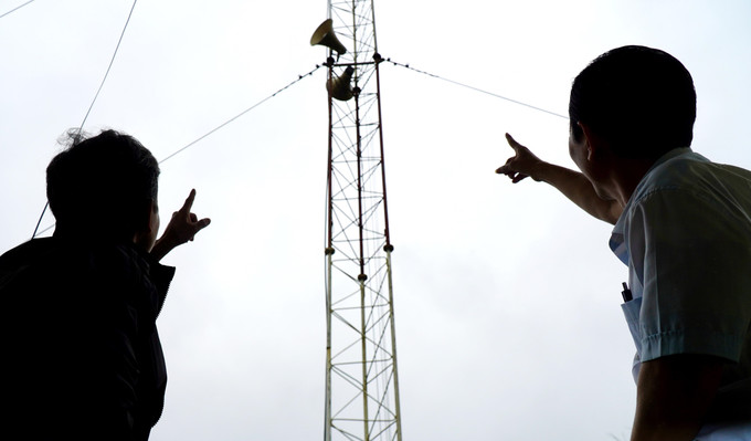 Trung tâm Cung ứng dịch vụ công xã Sơn Tây (Quảng Ngãi) tăng cường hệ thống cụm loa để phát huy hiệu quả truyền thông thông tin.