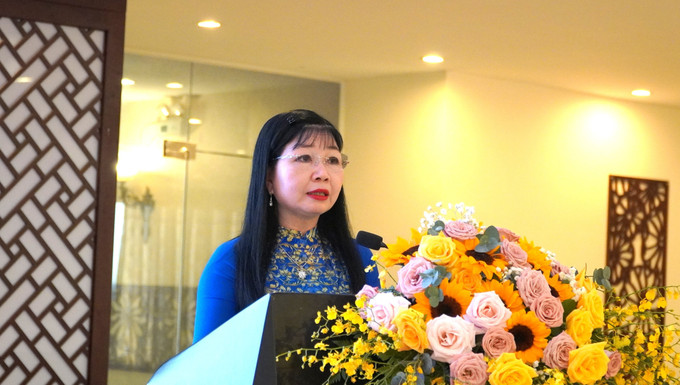 Bà Trần Thị Thanh Hương, Phó Bí thư Tỉnh ủy, Trưởng Đoàn ĐBQH tỉnh, Chủ tịch Ủy ban MTTQ Việt Nam tỉnh An Giang, phát biểu.