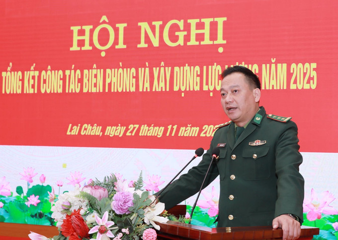 Thượng tá Trương Minh Đức, Chỉ huy trưởng Ban chỉ huy BĐBP tỉnh Lai Châu, phát biểu khai mạc.