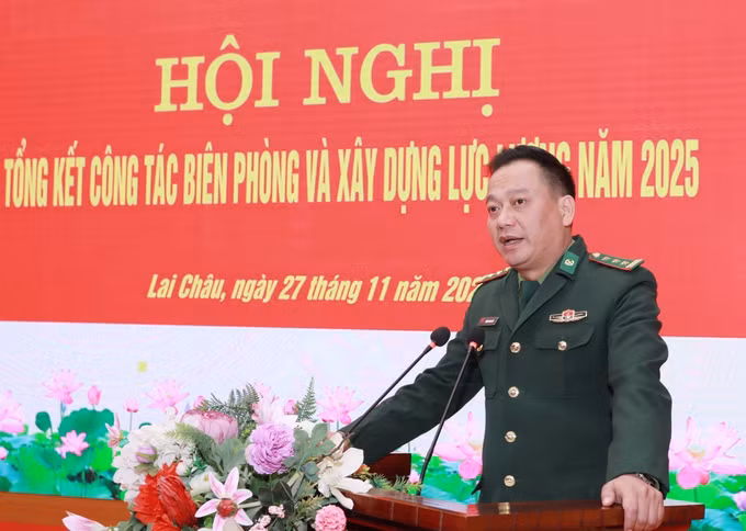 Thượng tá Trương Minh Đức, Chỉ huy trưởng Ban chỉ huy BĐBP tỉnh Lai Châu, phát biểu khai mạc.