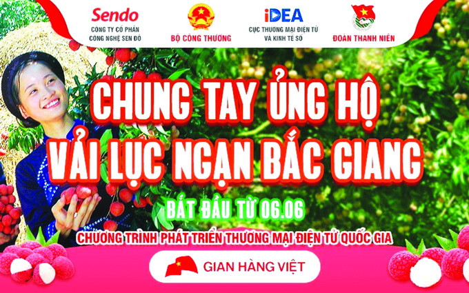 Từ ngày 6/6/2021, vải thiều Bắc Giang được phân phối trên các sàn thương mại điện tử lớn tại Việt Nam như Sendo, Voso, Tiki, Shopee, Postmart… với giá ưu đãi và chuyển phát nhanh toàn quốc thông qua “Gian hàng Việt trực tuyến quốc gia”. Ảnh: Danh Lam Bắc Giang hỗ trợ đồng bào dân tộc tiêu thụ vải thiều ảnh 2