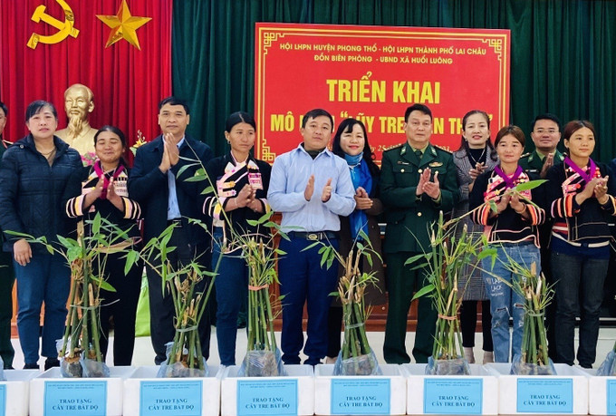 Triển khai mô hình Lũy tre biên thùy tại xã biên giới Huổi Luông, huyện Phong Thổ, tỉnh Lai Châu. Ảnh: TTXVN phát Triển khai mô hình “Lũy tre biên thùy” ở biên giới Lai Châu ảnh 1