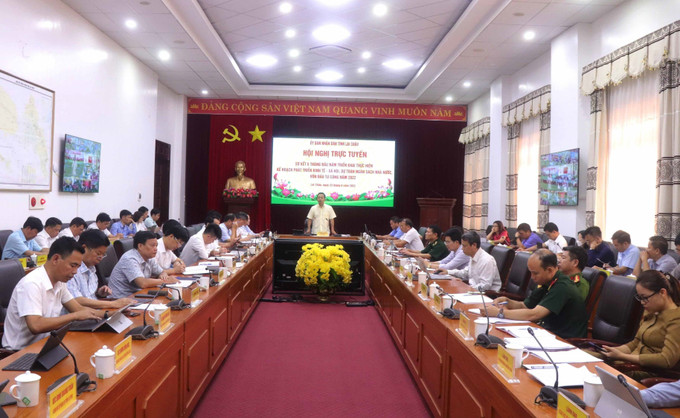 Quang cảnh hội nghị. Ảnh: Nguyễn Oanh-TTXVN Lai Châu quyết tâm hoàn thành các chỉ tiêu kinh tế - xã hội năm 2022 ảnh 2