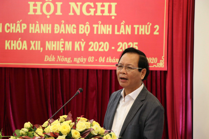 Bí thư Tỉnh ủy Đắk Nông Ngô Thanh Danh phát biểu chỉ đạo tại Hội nghị. Ảnh: Hưng Thịnh – TTXVN Đắk Nông quyết tâm cải thiện môi trường đầu tư kinh doanh, thúc đẩy kinh tế - xã hội phát triển ảnh 1