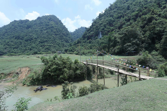 Cảnh đẹp thơ mộng bên con suối vắt qua thảo nguyên xanh Đồng Lâm. Ảnh: Anh Tuấn – TTXVN Hấp dẫn thảo nguyên Đồng Lâm Xứ Lạng ảnh 3