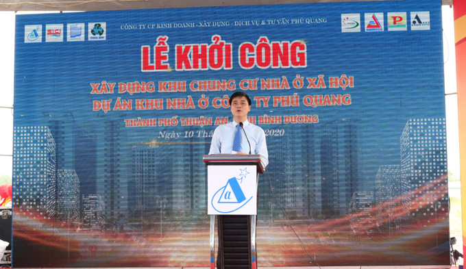Ông Ngọ Duy Hiểu, Phó Chủ tịch Tổng Liên đoàn lao động Việt Nam phát biểu tại lễ khởi công Thêm 3.200 căn nhà ở xã hội cho người thu nhập thấp ở Bình Dương ảnh 2