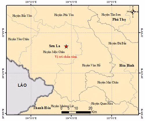 Động đất có độ lớn 3.6 tại Mộc Châu ảnh 1