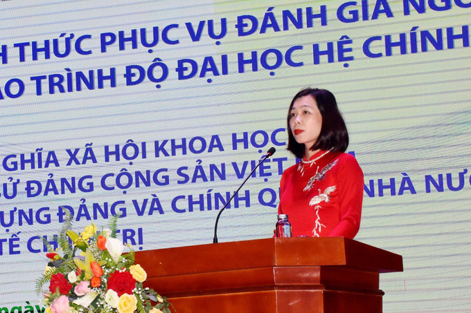 PGS.TS. Nguyễn Thị Trường Giang, Ủy viên Ban Thường vụ Đảng ủy, Phó Giám đốc Học viện, Phó Chủ tịch Hội đồng tự đánh giá phát biểu tại lễ Khai mạc Đợt khảo sát chính thức phục vụ đánh giá ngoài 04 chương trình đào tạo. Khai mạc đợt khảo sát chính thức phục vụ đánh giá ngoài chương trình đào tạo trình độ đại học hệ chính quy của Học viện Báo chí và Tuyên truyền ảnh 2