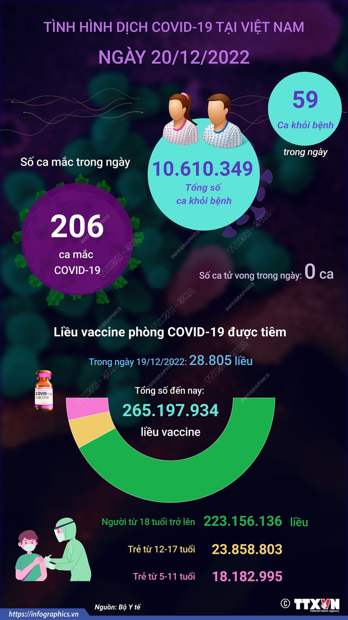 Dịch COVID-19: Ngày 20/12, thêm 206 ca mắc mới, Bộ Y tế yêu cầu đẩy nhanh hơn nữa tiến độ tiêm vaccine phòng COVID-19 ảnh 1