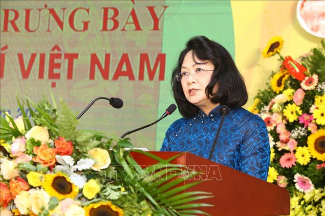 Phó Chủ tịch nước Đặng Thị Ngọc Thịnh phát biểu. Ảnh: Minh Quyết - TTXVN Khai trương Bảo tàng Báo chí Việt Nam ảnh 2