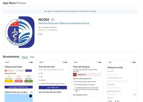 Dịch COVID-19: Ứng dụng khai báo y tế toàn dân NCOVI đã có mặt trên hệ điều hành iOS