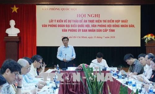 Hoàn thiện dự thảo Đề án thí điểm hợp nhất Văn phòng Đoàn đại biểu Quốc hội, HĐND và UBND cấp tỉnh
