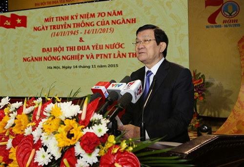 Chủ tịch nước Trương Tấn Sang: Ngành nông nghiệp cần tiếp tục tái cơ cấu nông nghiệp và kinh tế nông thôn